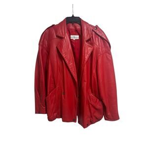 Vintage Womens Size XS Leathers by Tibor Red Leather Jacket